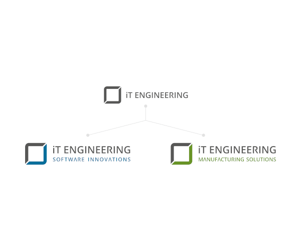 altes Logo iT Engineering GmbH und neue Logos iTE Software Innovations und iTE Manufacturing Solutions