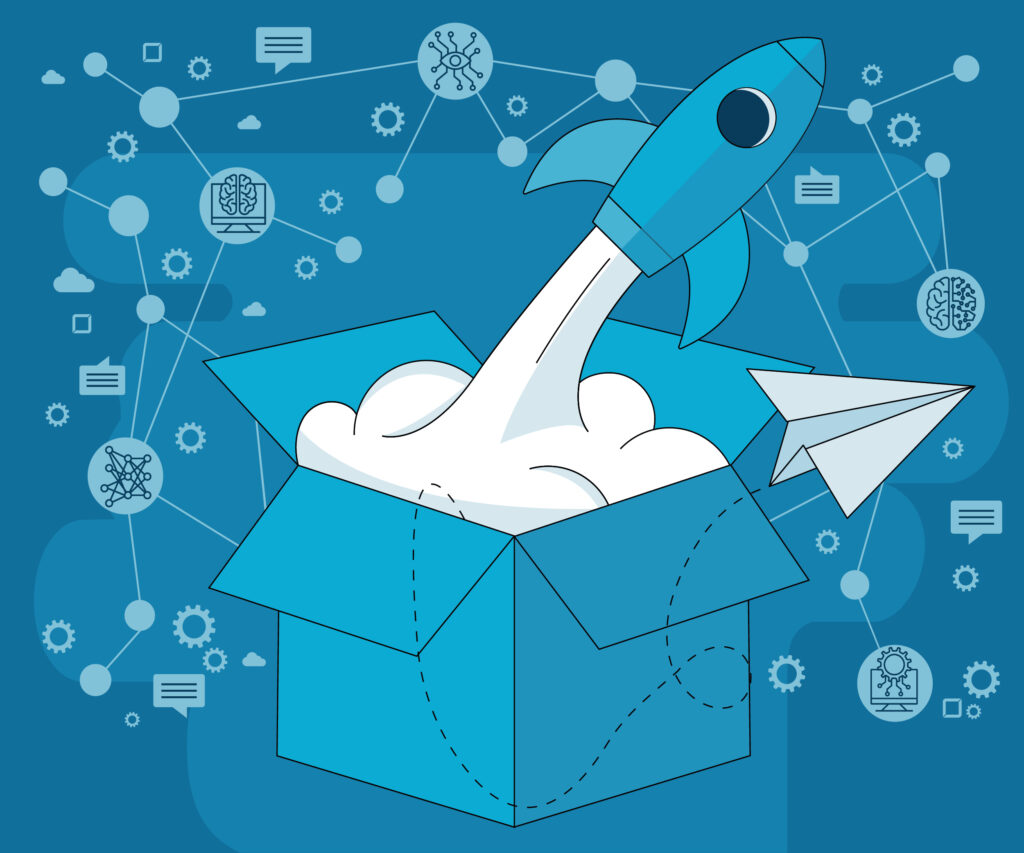 Rakete als Symbol für Startphase eines KI-Projekts